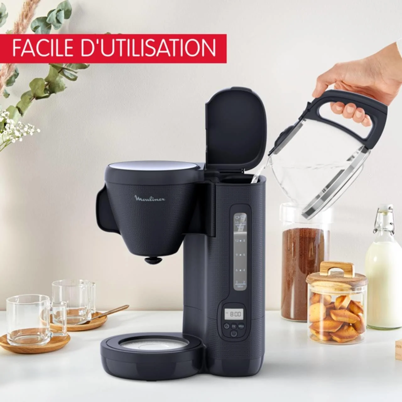 Фильтрационная кофемашина Moulinex Morning FG2M2810 программируемая 15 чашек Ночной синий, фото №5