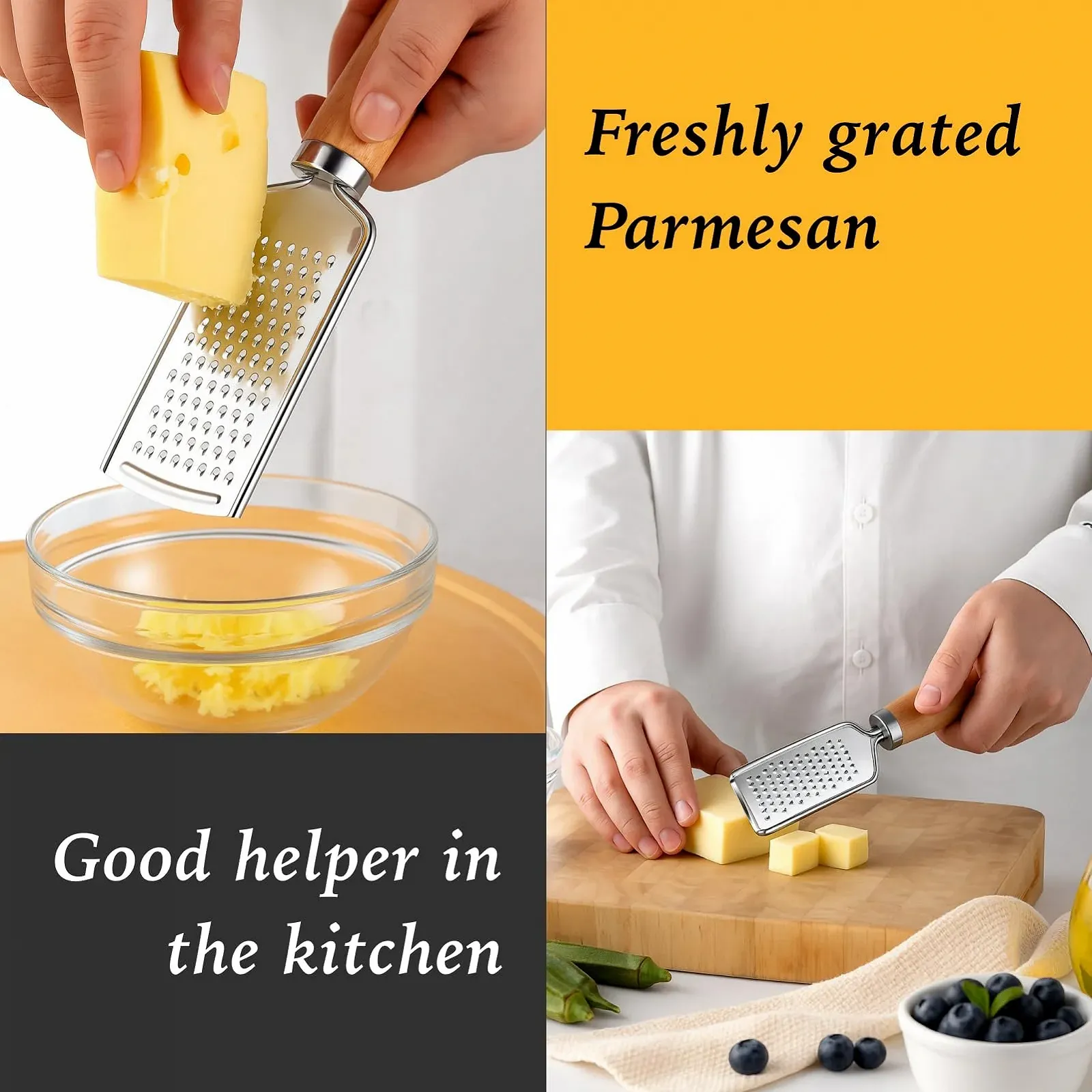 Терка Zester з нержавіючої сталі з ручкою з бука, фото №4