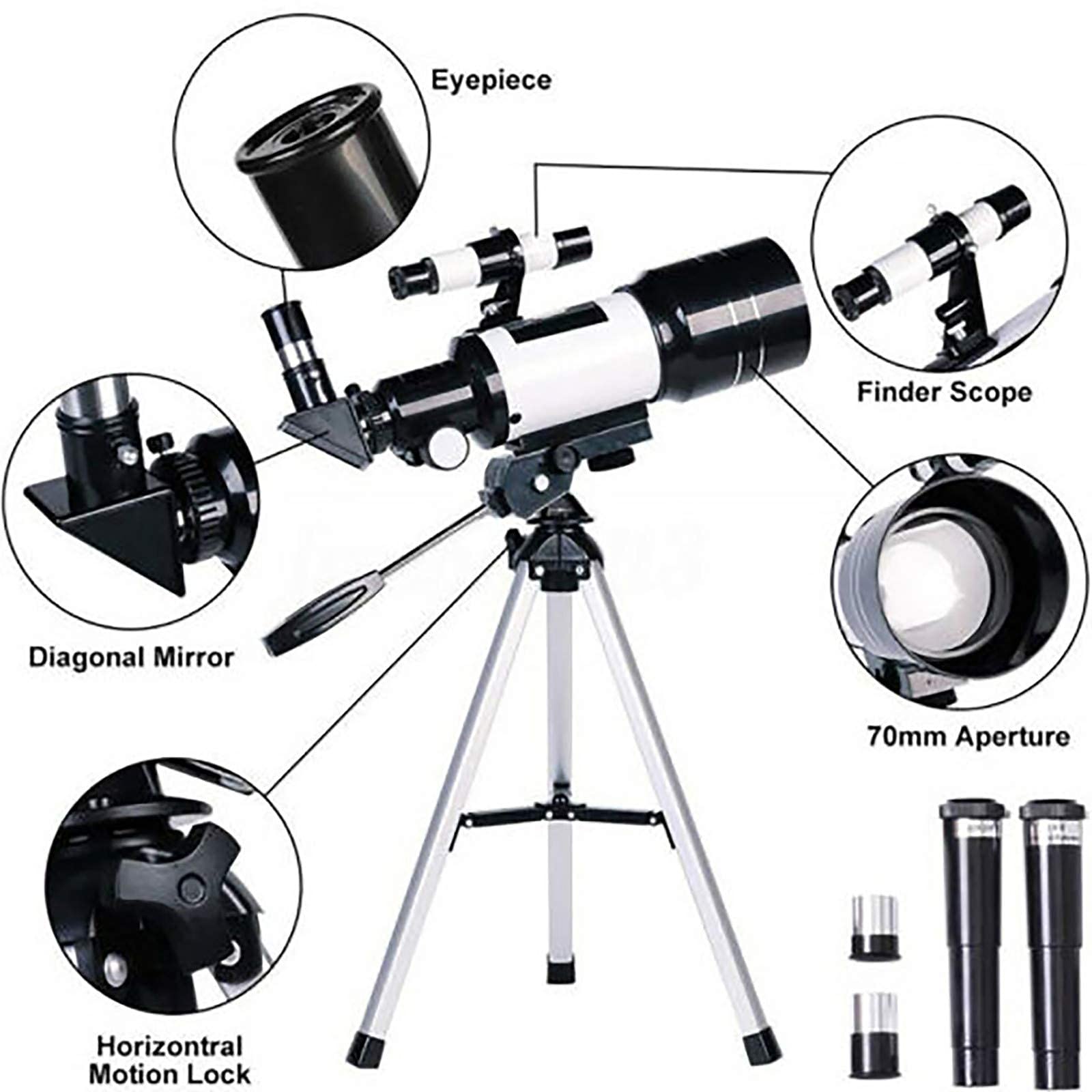 Телескоп Super Telephoto Zoom Monocular 10-300x40 мм з адаптером-кліпсою для смартфона і штативом, фото №5