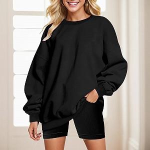 Милые Женские Свитшоты оверсайз с круглым вырезом Y2K Top однотонный с длинными рукавами Осенний Пуловер спортивные Свитшоты Workou модные трендовые свободного кроя опрятные Аниме synthetic.ua - Фото 1