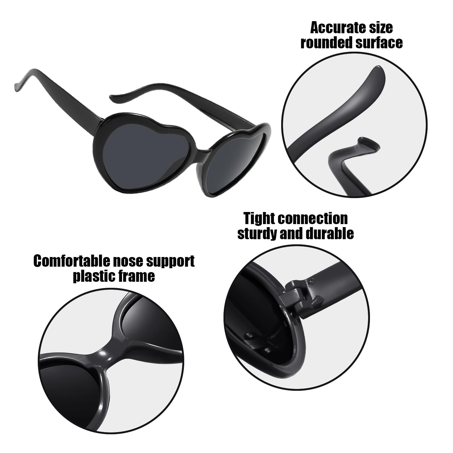 Очки Солнцезащитные В форме сердца 2 пары Черный, фото №3