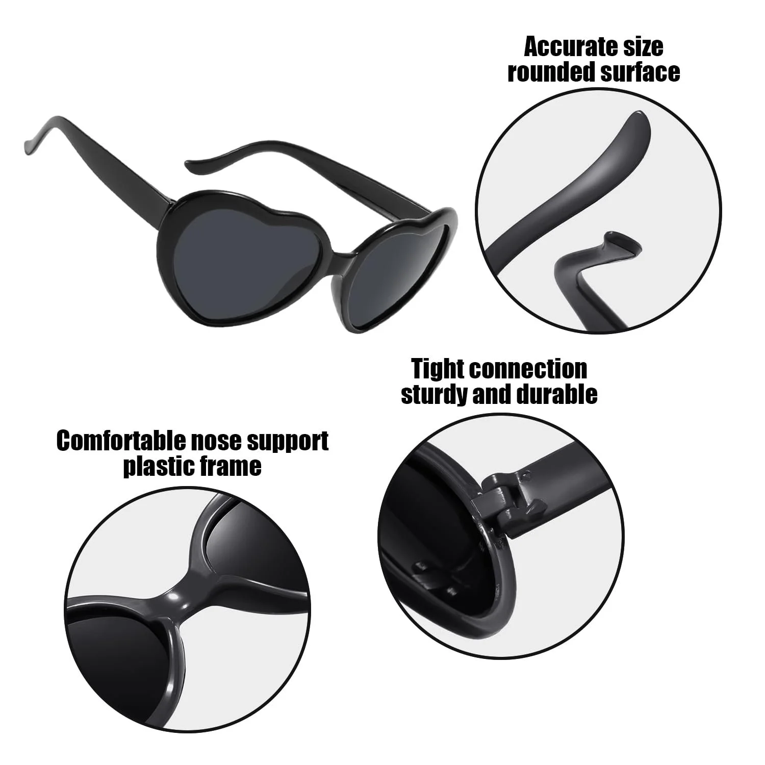 Окуляри Сонцезахисні У формі серця 2 пари Чорний, фото №3