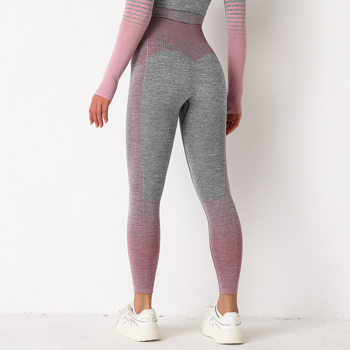 Леггинсы женские спортивные 9653 S серые с розовым, фото №6