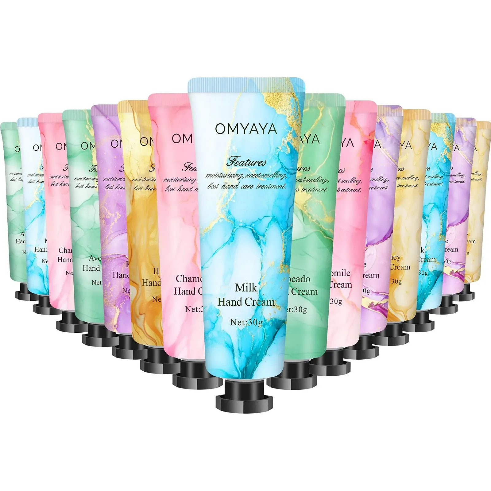 Крем для рук, набір 15 штук, троянда, молоко, ромашка, мед, авокадо, фото №1