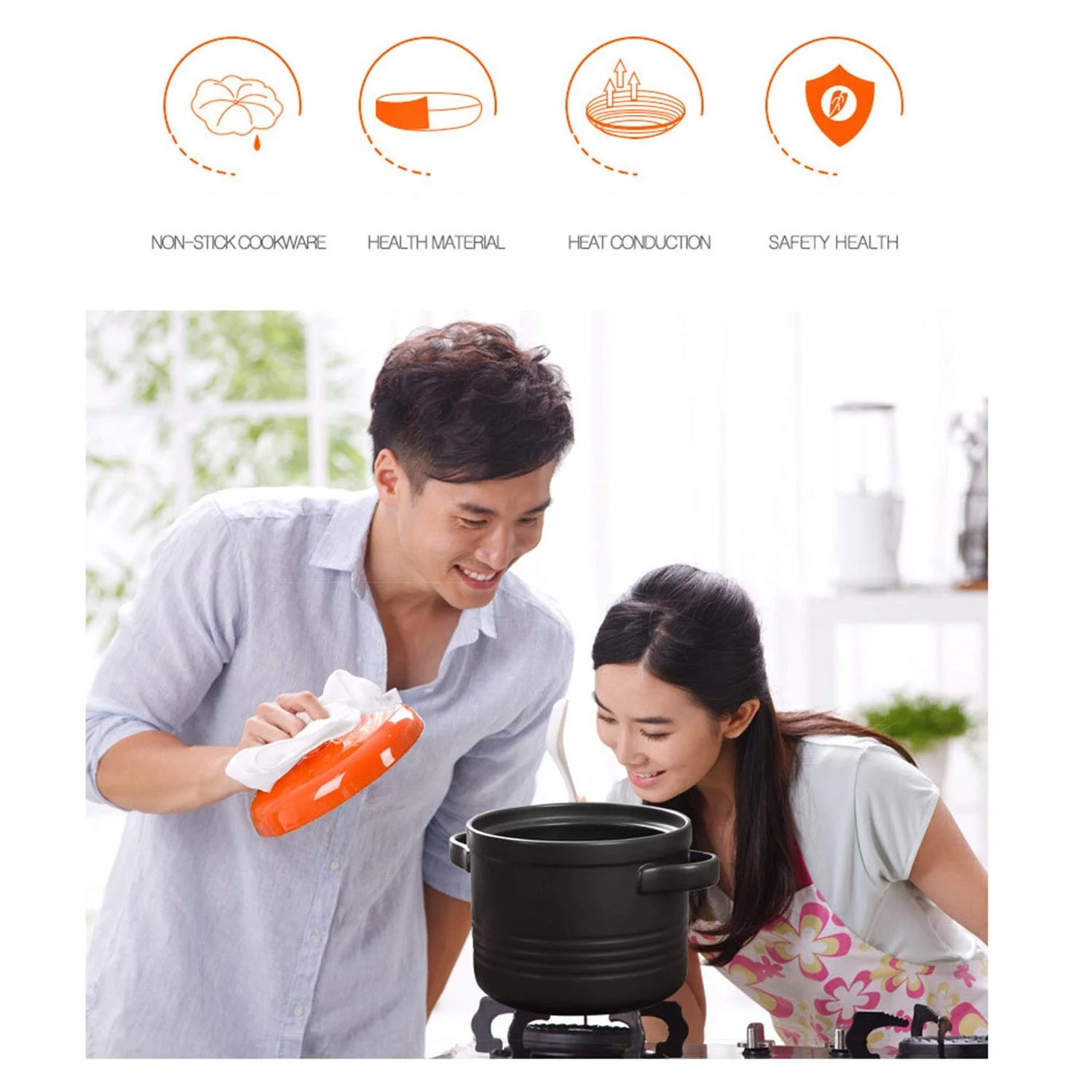 Кастрюля AIBAB, керамическая, жаропрочная, с антипригарным покрытием, объемом 2,6 л., фото №4