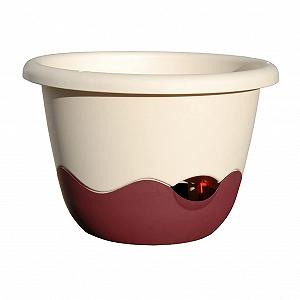 Підвісний квітковий горщик з автополивом Plastia Schumm Mareta 1808542570 30 см Слонова кістка / Винно-червоний - Фото 1