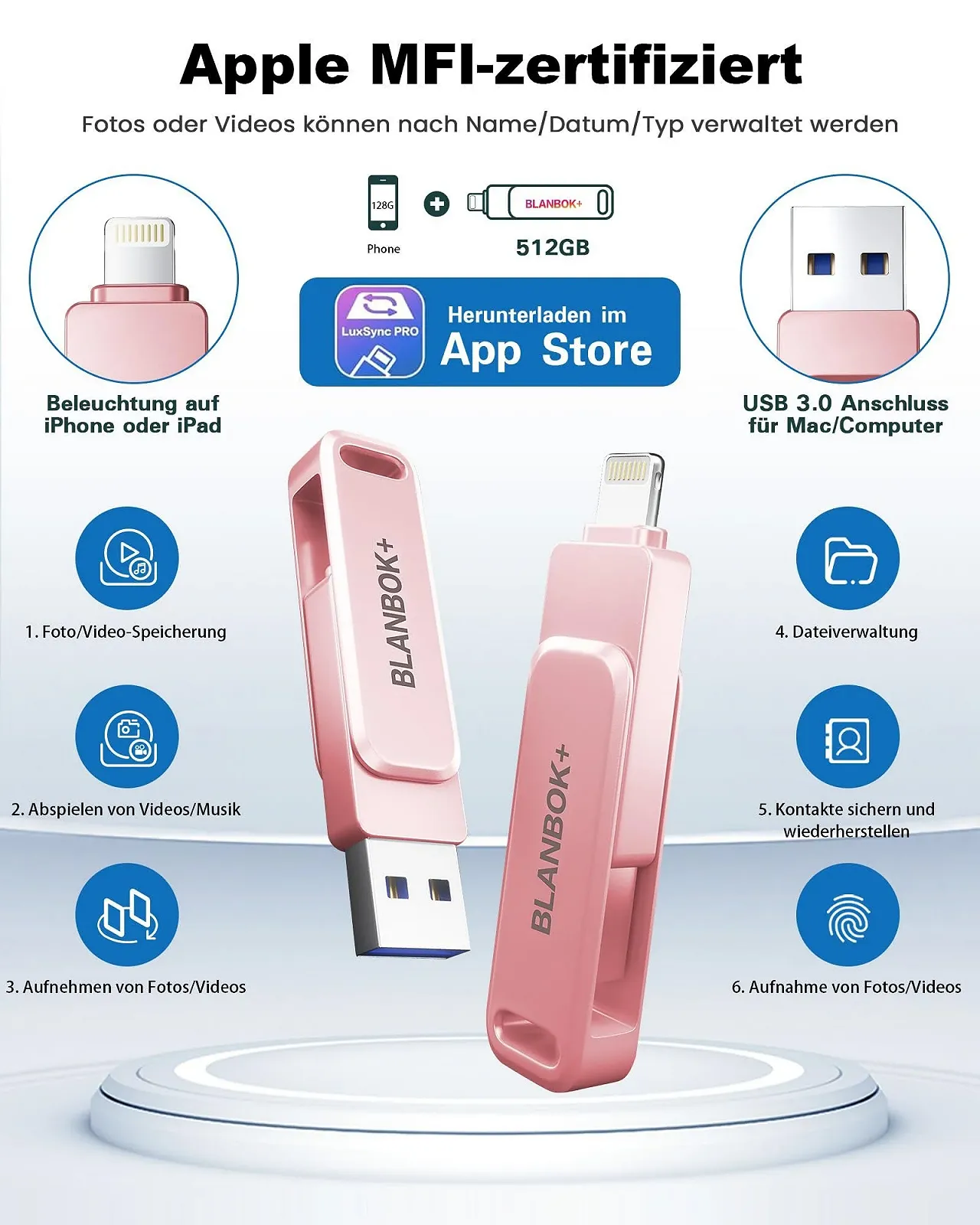 USB-накопичувач 3-in-1 Flash Drive 512 ГБ Pink, фото №4 USB-накопичувач 3-in-1 Flash Drive 512 ГБ Pink, фото №4