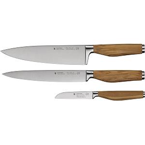 Набір ножів WMF Grand Wood 3 штуки Ніж Дерев'яна ручка Виробництво Німеччина Оливкове дерево Кований Кухонний Ніж Особлива сталь - Фото 1