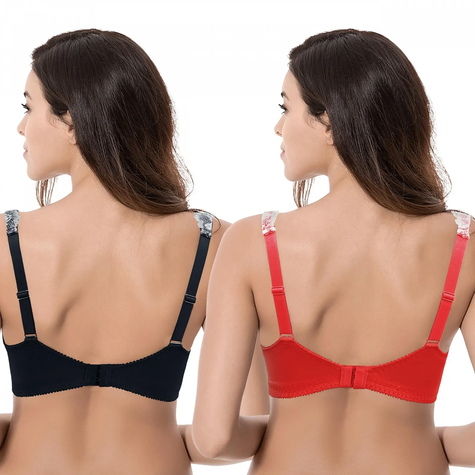 Кружевной бюстгальтер Curve Muse Plus Size Без подкладки, без косточек, 75D Упаковка 2 шт. Черный, красный, фото №2 Кружевной бюстгальтер Curve Muse Plus Size Без подкладки, без косточек, 75D Упаковка 2 шт. Черный, красный, фото №2