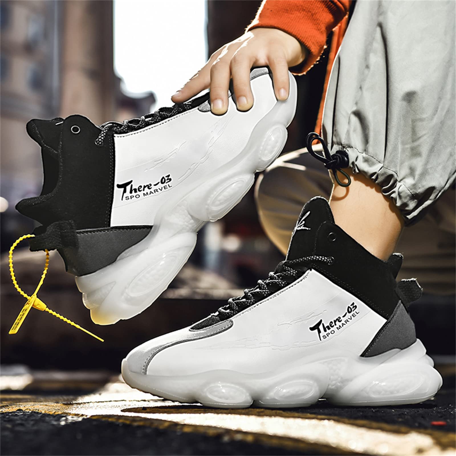 Кроссовки Мужские Кожаные Кроссовки для Бега Теннисные Кроссовки Дышащие Легкие Нескользящие Спортивные Кроссовки для Тренажерного Зала Фитнеса Уличные Кроссовки Модные Кроссовки для Бега Дорожные Кроссовки для Отдыха, фото №4