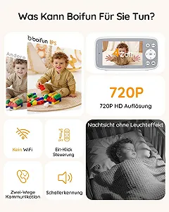 Відеоняня BOIFUN 4" 720P Night Vision 10 годин батарея 2-Way Audio synthetic.ua - Фото 1