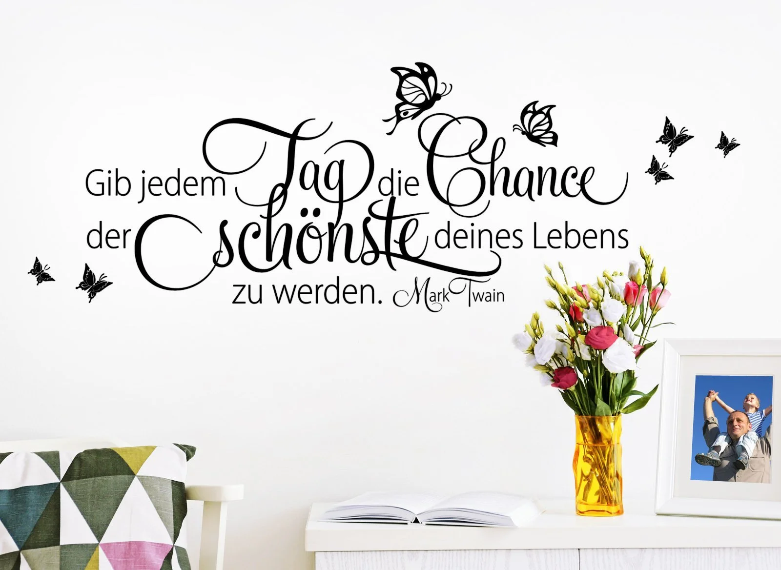 Настінна наклейка Wandora Quote "Gib Jeden Tag die Chance" 90 x 31 см W1534 Чорна, фото №3