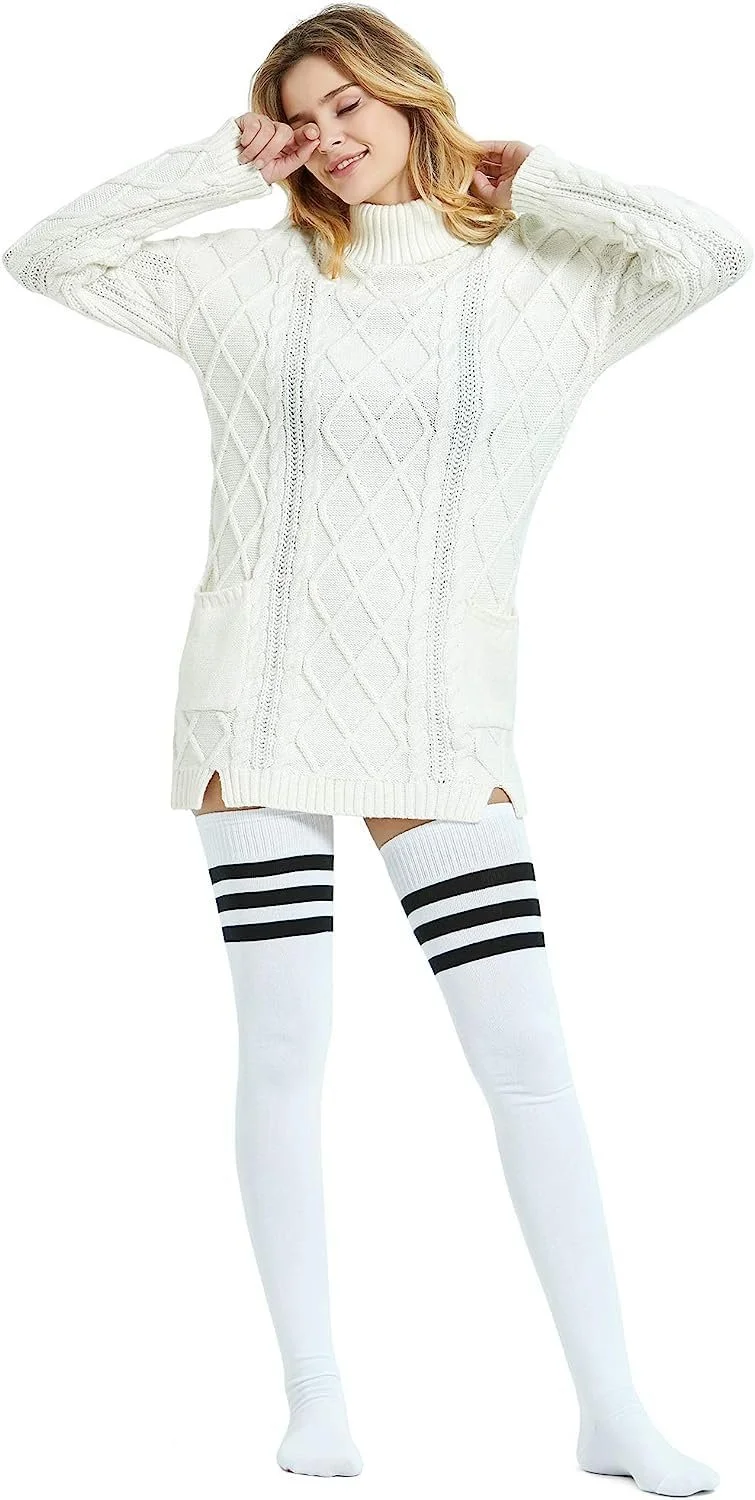 Жіночі шкарпетки DRESHOW понад коліно, смугасті, високі гольфи, фото №6