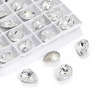 Кристаллы Глитцер разных размеров, блестящие жемчужины, хрусталь, 7 x 10 мм, 72 штуки - Фото 1