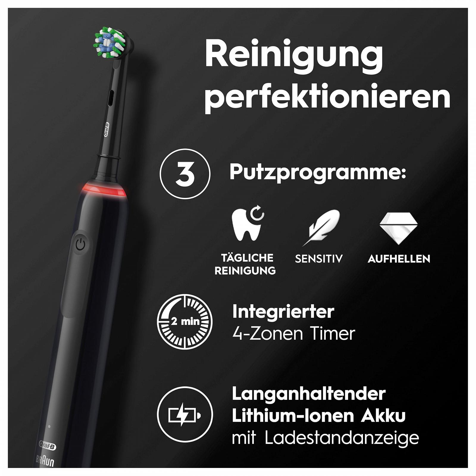 Зубна щітка електрична Oral-B Pro Series 3 Plus Edition, 3 режими, контроль тиску 360 градусів, чорний, фото №4