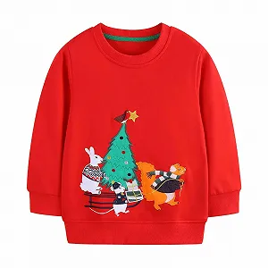 Затишний зимовий худі для дівчаток зі святковою вишивкою, м’який флісовий - Фото 1