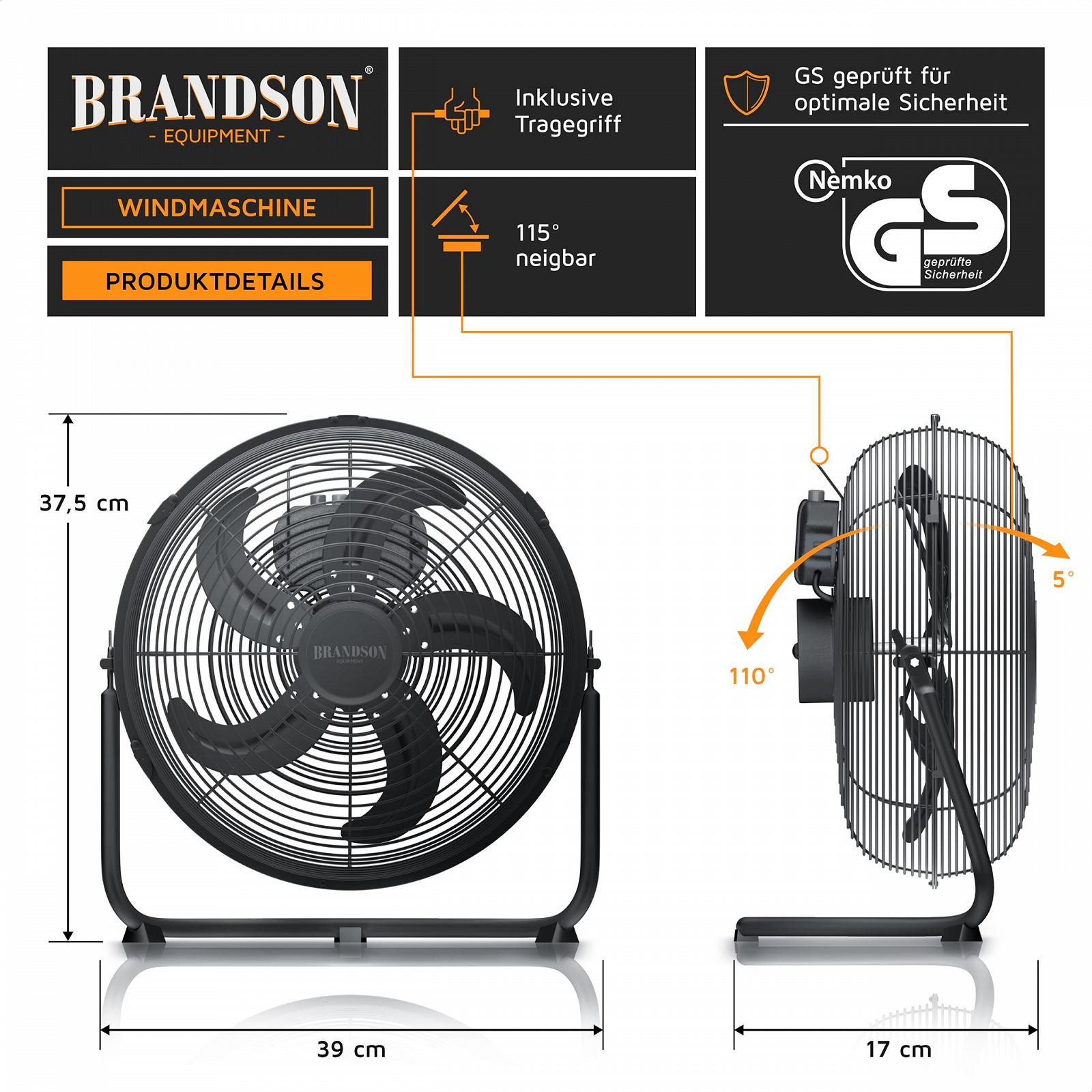 Вентилятор напольный Brandson, 30 см, черный матовый, фото №2