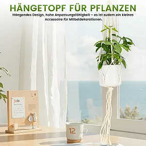 Підвісний кошик макраме 6 шт. з S-подібними гачками Білий synthetic.ua - Фото 1