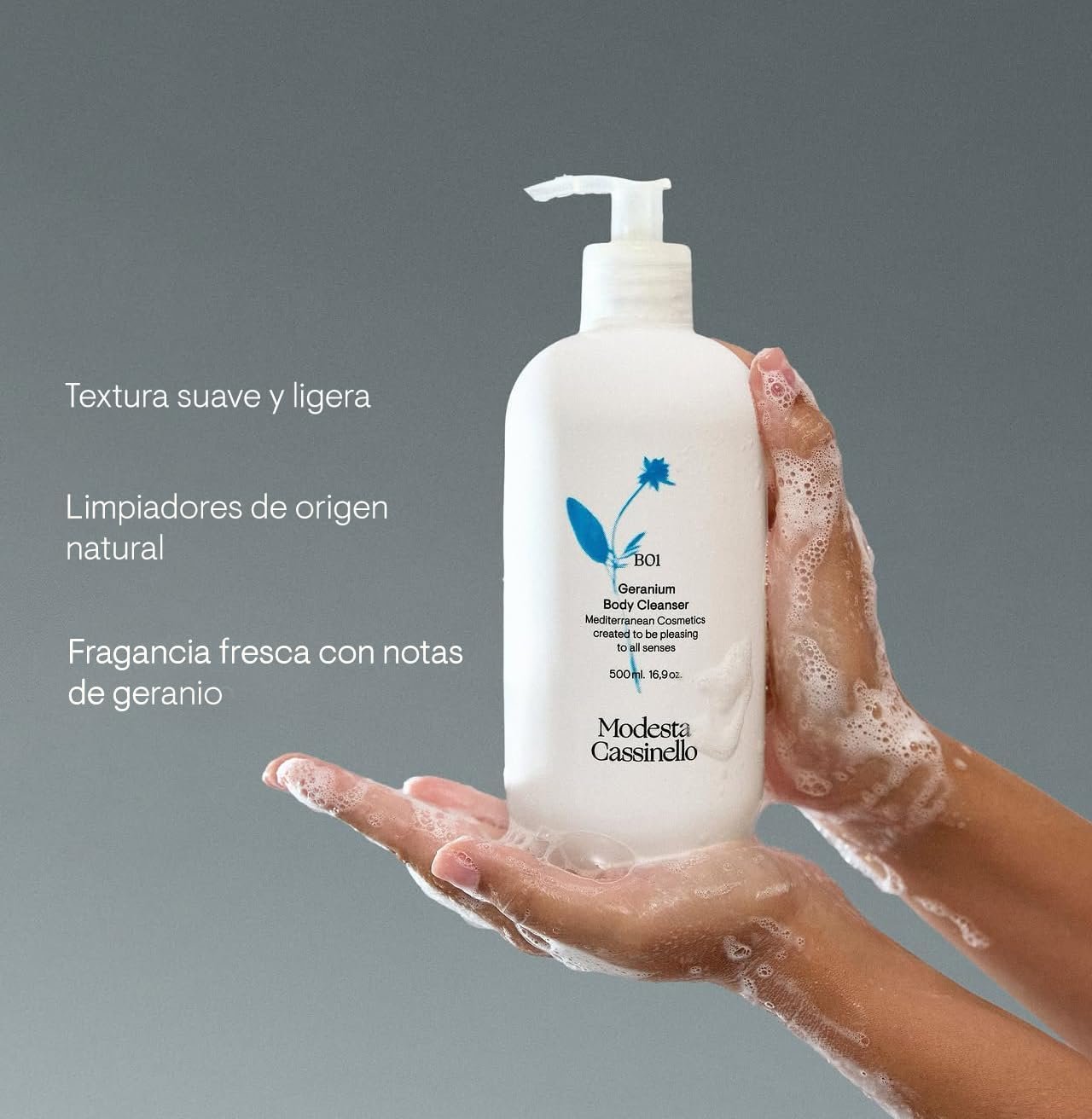 Гель для душу Modesta Cassinello B01 Geranium Зволожувальний 500 мл, фото №5 Гель для душу Modesta Cassinello B01 Geranium Зволожувальний 500 мл, фото №5