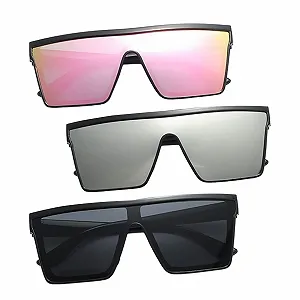 Солнцезащитные квадратные очки FUIPVGI, 3 пары, оверсайз, плоский верх, для женщин и мужчин - Фото 1