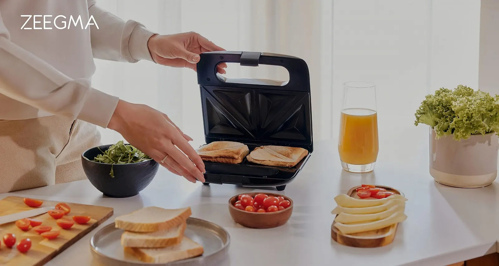 Сендвічниця ZEEGMA Red Silver 750 Вт, антипригарне покриття, захист від перегріву, для хліба, паніні, сендвічів, фото №7