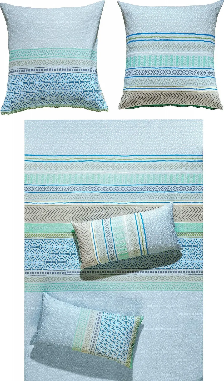 Постільна білизна Erwin Müller Seersucker 135 x 200 см (80 x 80 см), бавовна, синя, фото №1