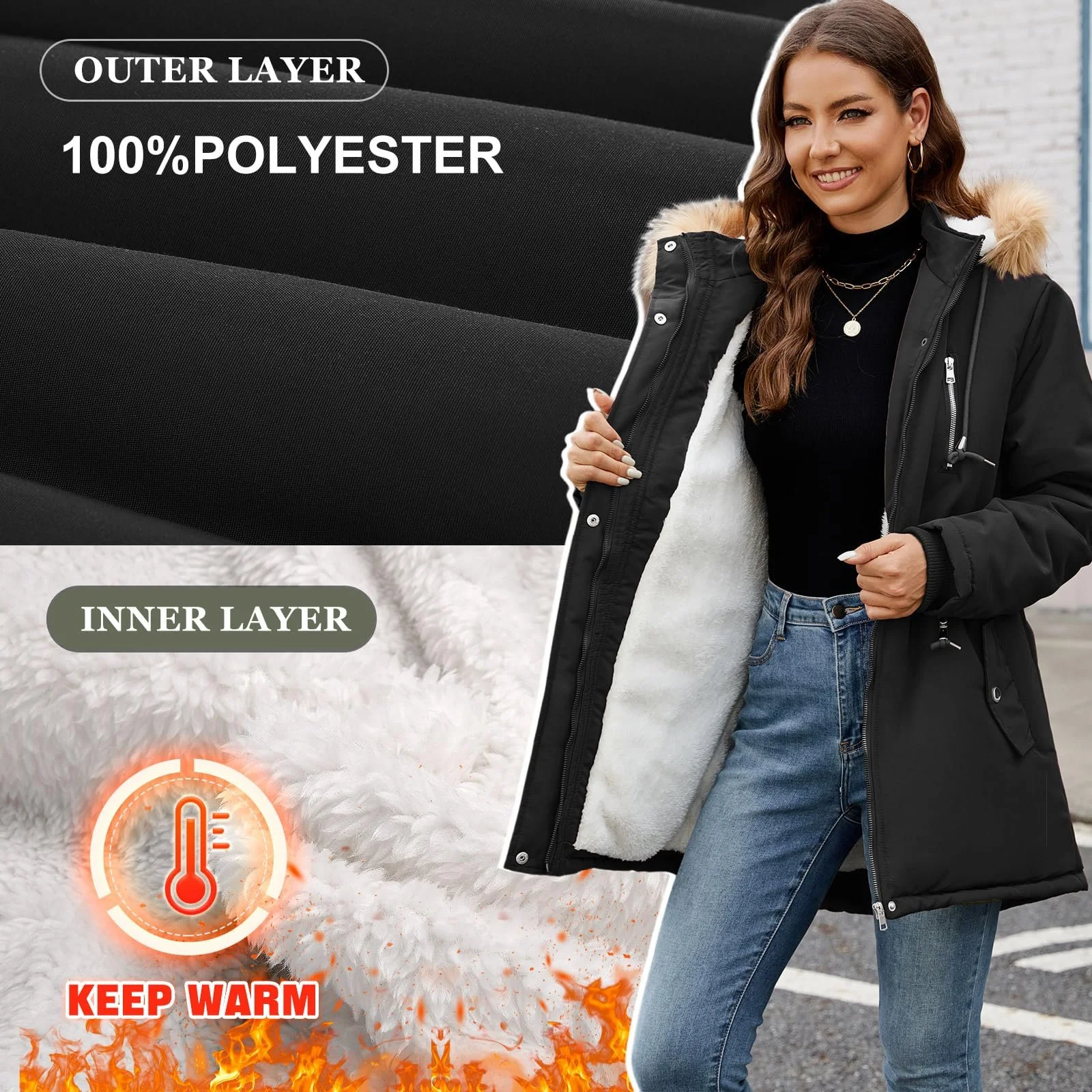 Жіноча зимова куртка FemiChic Довга, фото №3