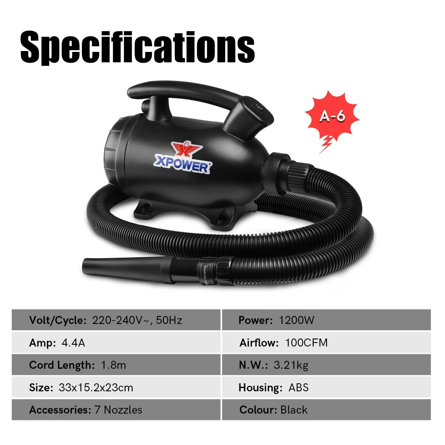 Електричний повітродувка  XPower A-6 High Performance Motor Eco-Friendly, фото №7
