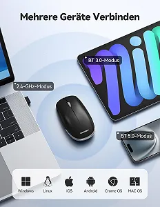 Мышь Bluetooth TECKNET Беспроводная Перезаряжаемая 4000 DPI Черная synthetic.ua - Фото 1