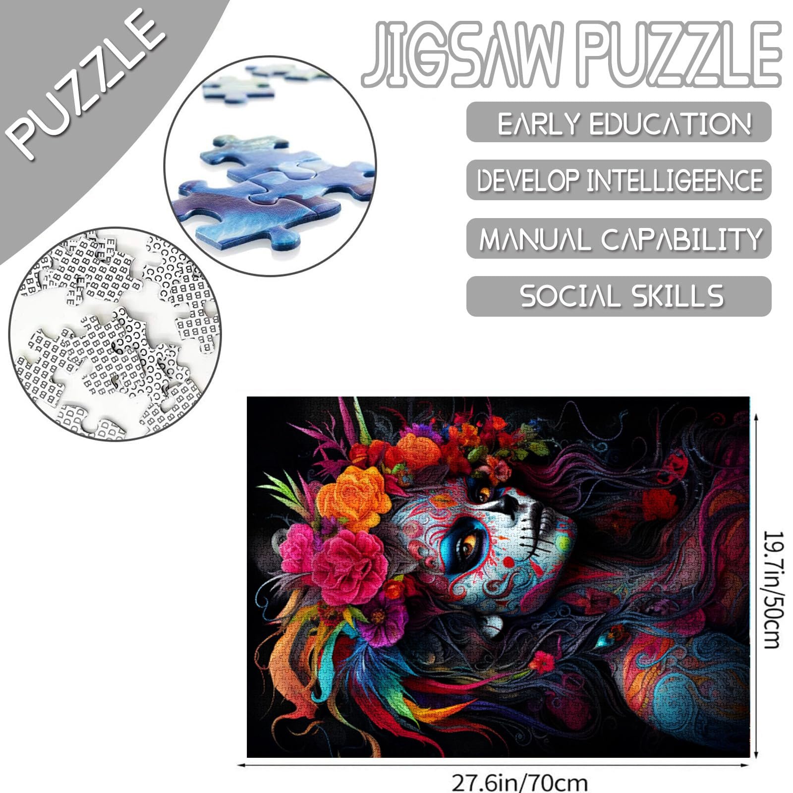 Пазл Tucocoo Sugar Skull Woman 1000 деталей 70 x 50 см, фото №3