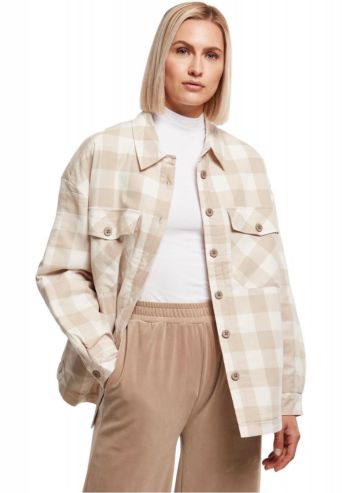 Рубашка-куртка женская Urban Classics Ladies Flannel Padded Overshirt клетчатая, фото №1