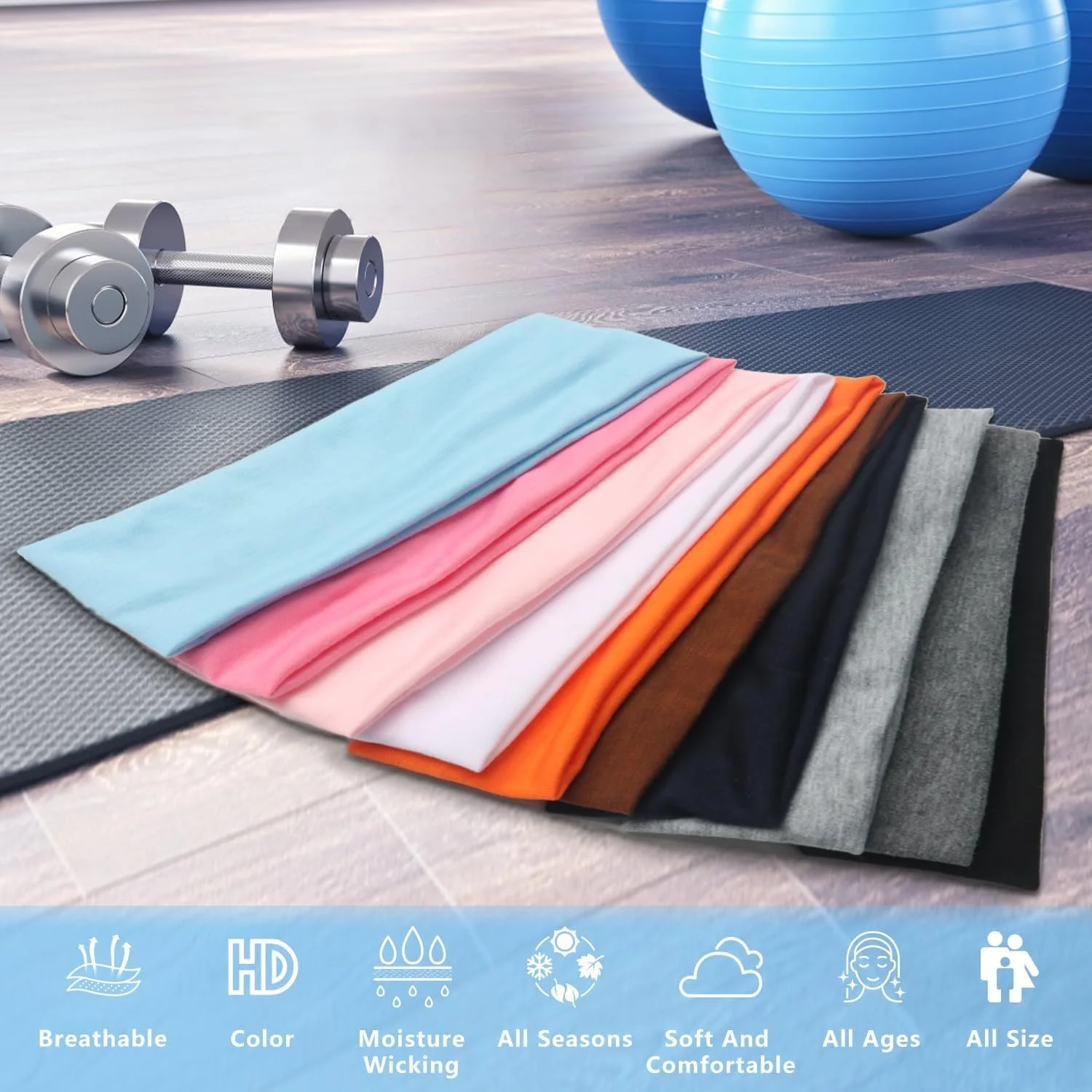 Набір жіночих пов'язок на голову 10 штук М'які, фото №3