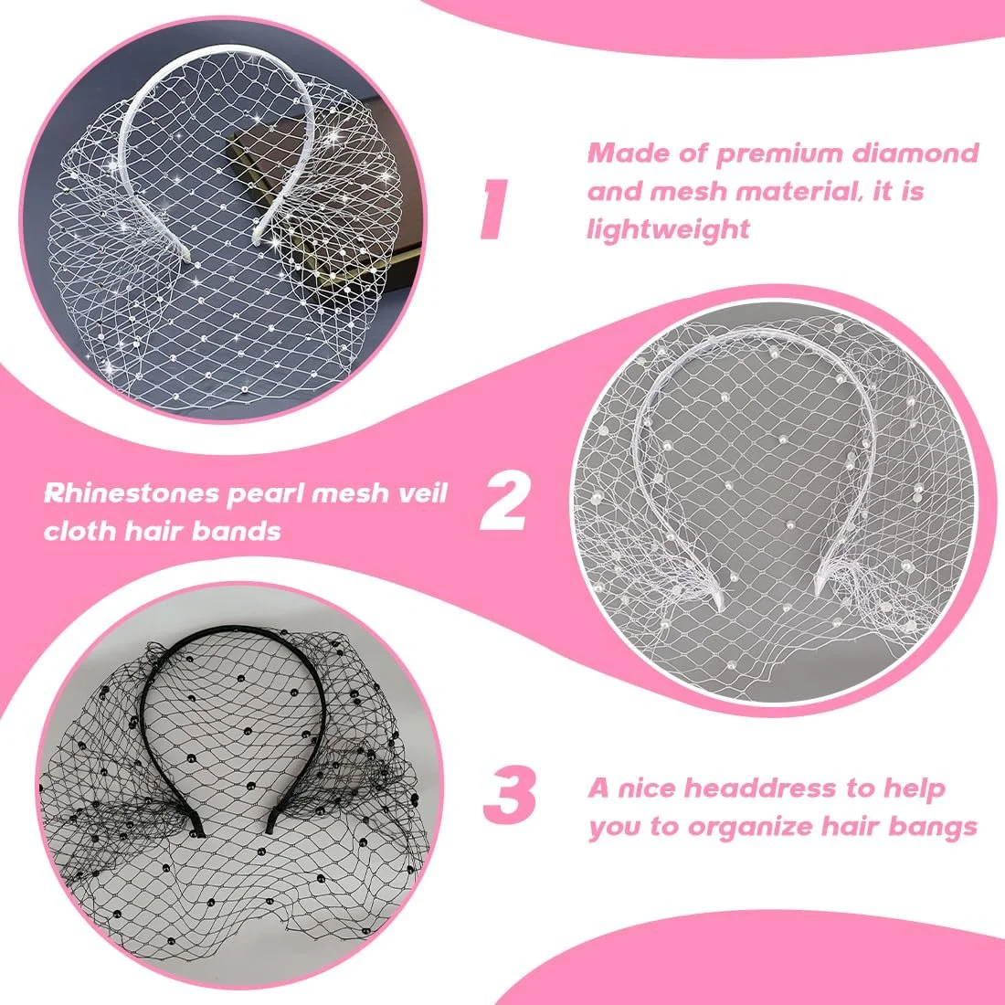 Набір з 2 Хелловін обручів на голову з сітчастою вуаллю, фото №2