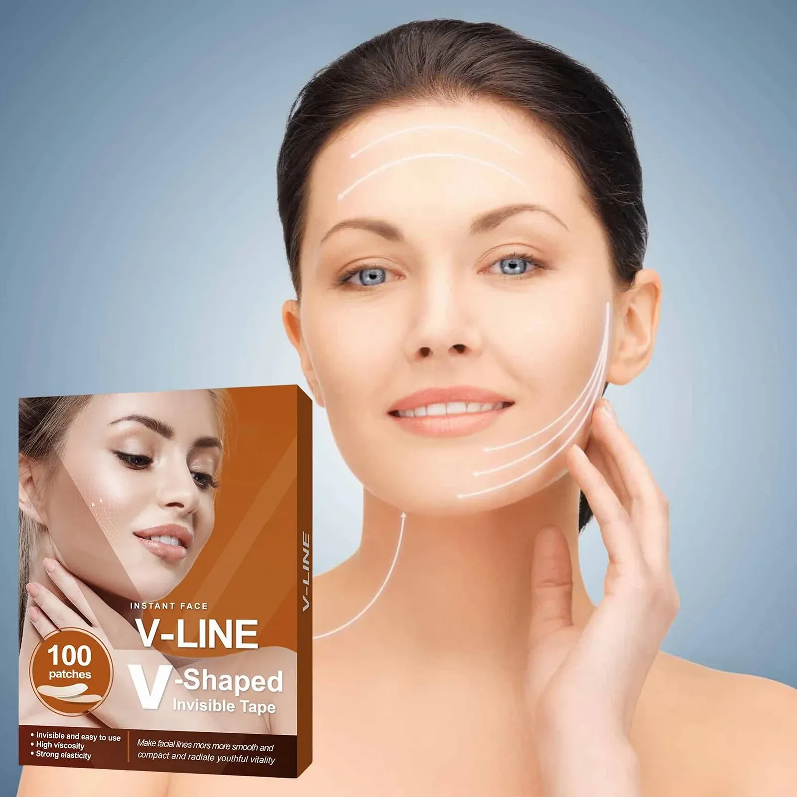 Стрічка для обличчя Faceling Invisible V Shape, прозора, для підтяжки підборіддя та щік, фото №2