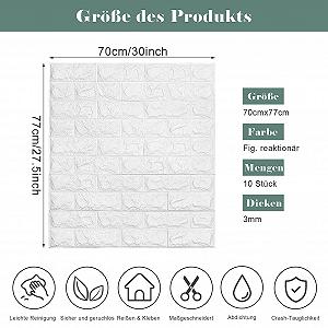 3D-обои AllRight Stone-Look Wall Panels Brick Wall Sticker 10 шт. synthetic.ua - Фото 1