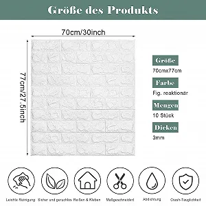 3D-обои AllRight Stone-Look Wall Panels Brick Wall Sticker 10 шт. synthetic.ua - Фото 1