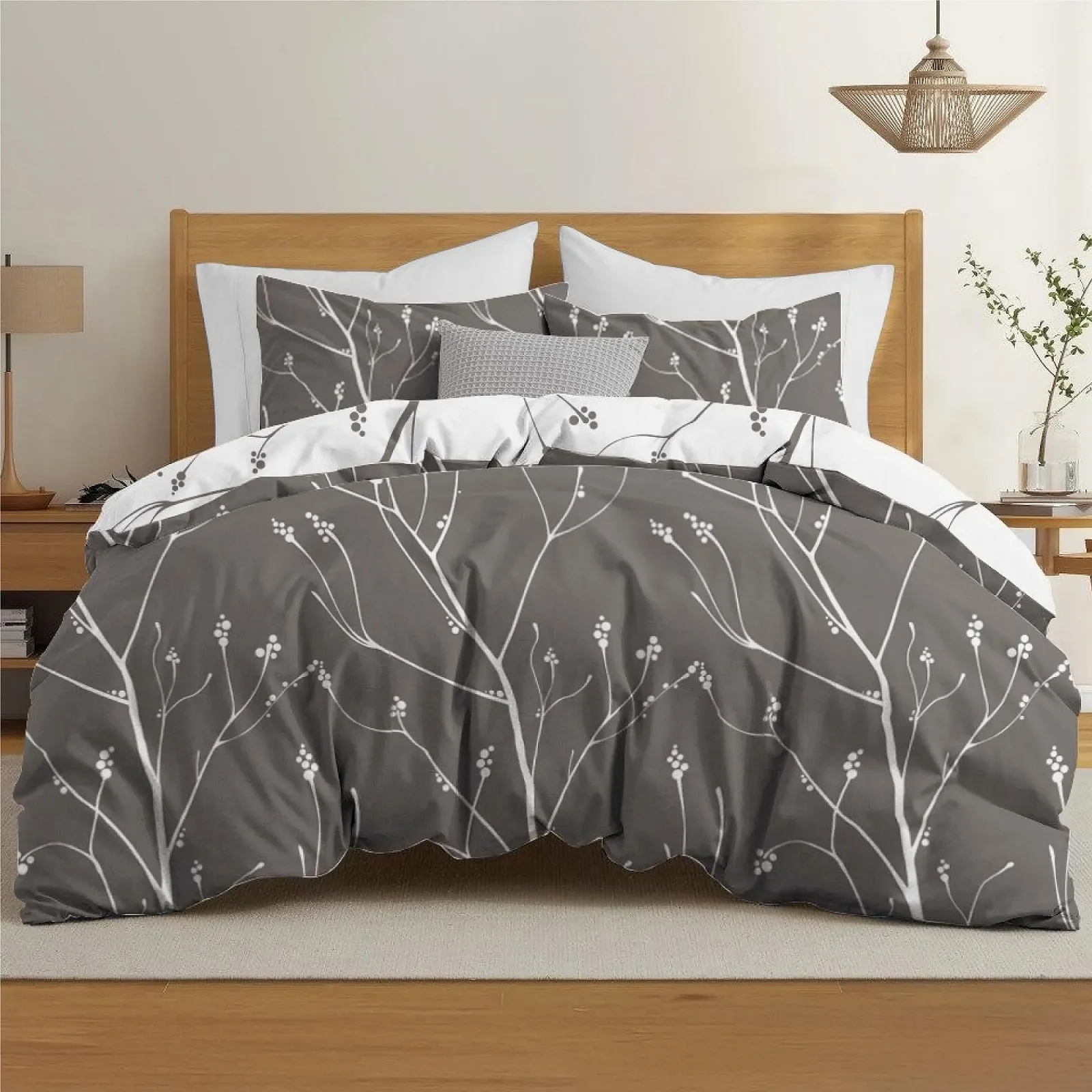 Комплект постельного белья Dreamzie 200 x 200 см с 2 наволочками 80 x 80 см, Серые, фото №1