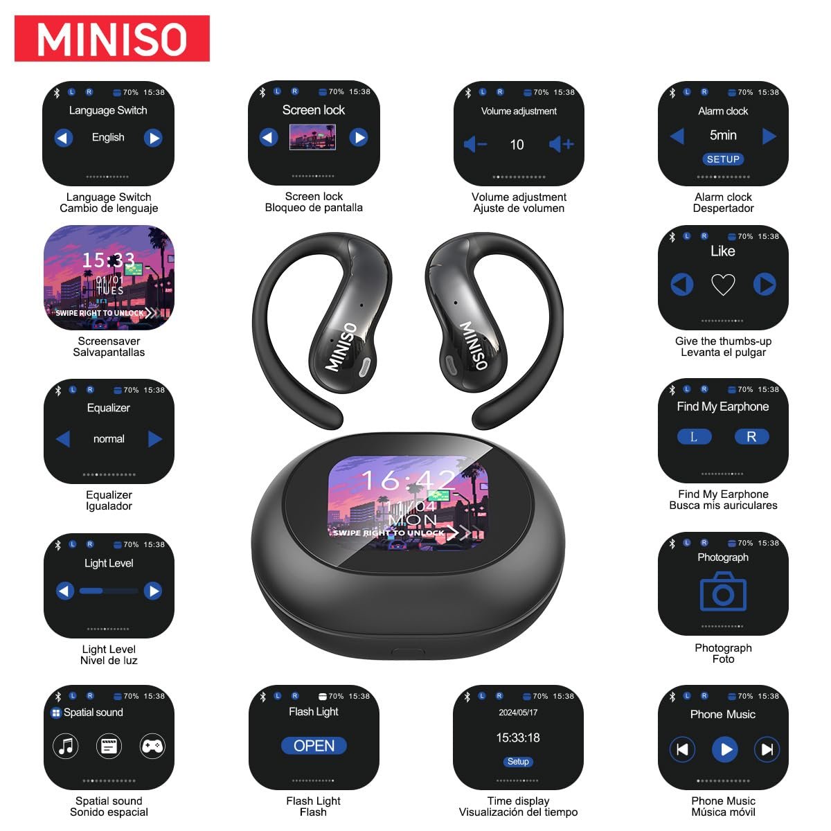 Наушники MINISO MS188 AI Переводчик реального времени, фото №6 Наушники MINISO MS188 AI Переводчик реального времени, фото №6