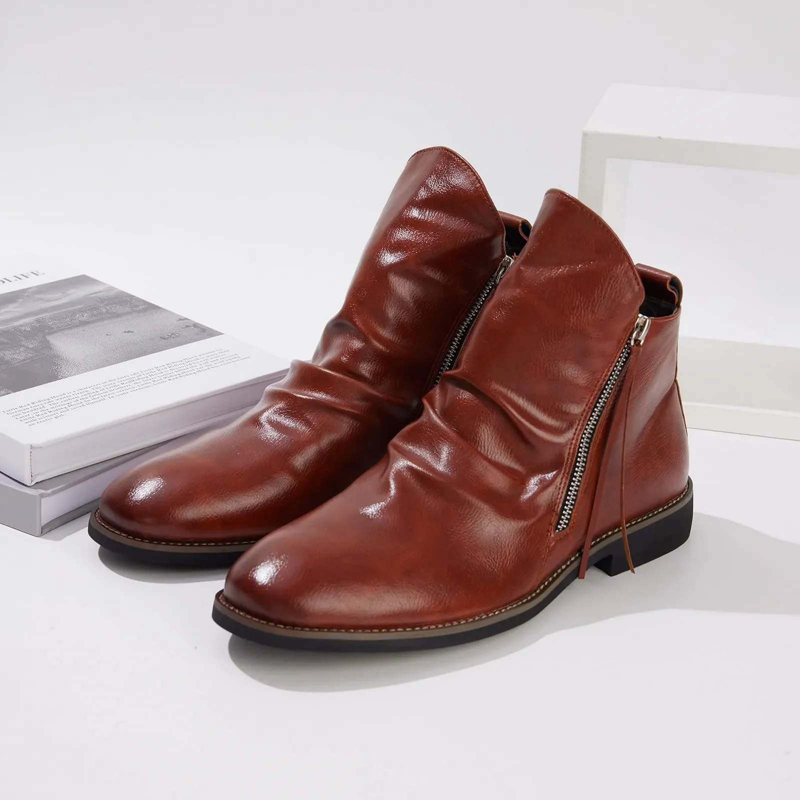 Челсі черевики Halfword шкіряні чоловічі Двостороння блискавка, фото №2