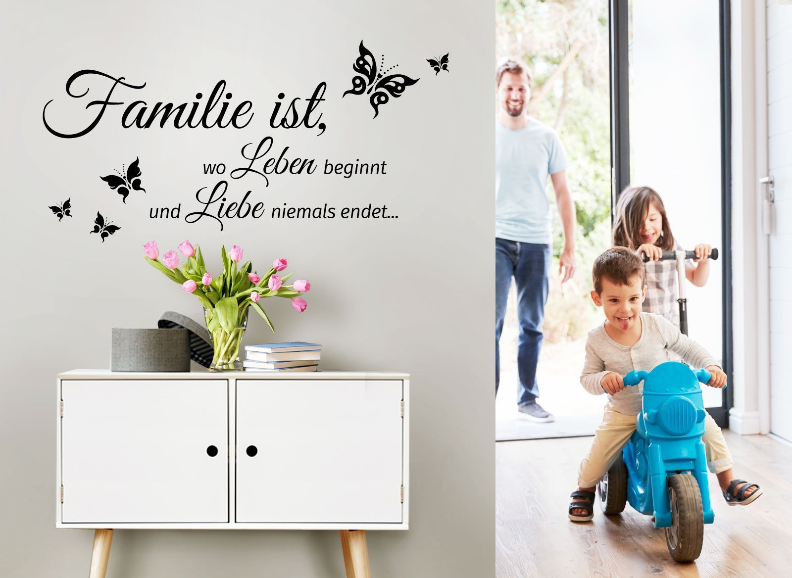 Наклейка на стіну Gran Dora W5457 "Family is Where Life Begins And Love Never Ends" 80 x 40 см Чорний, фото №2