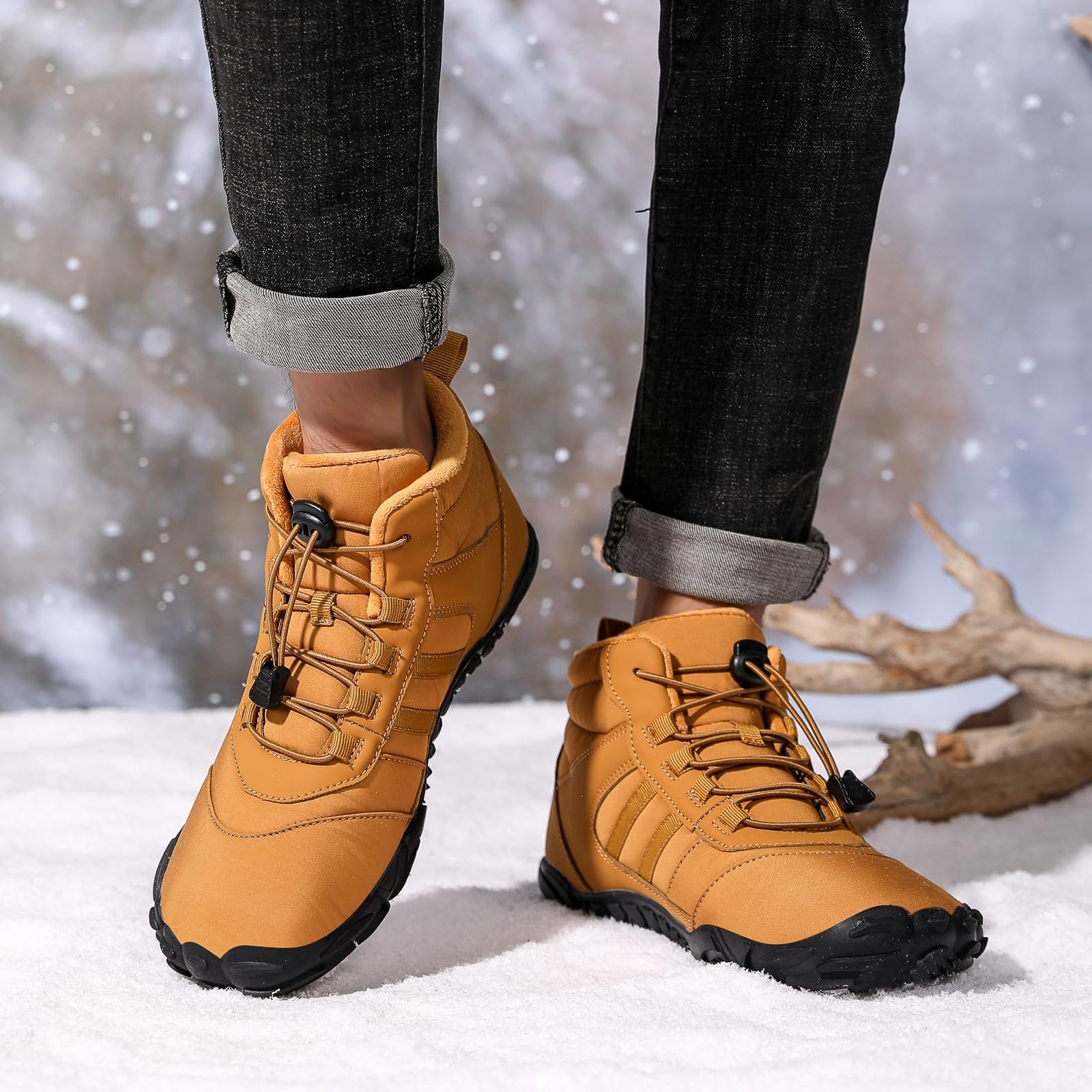 Ботинки Aonegold Warm Lined Unisex Outdoor Non-Slip Зимние Черные, фото №6