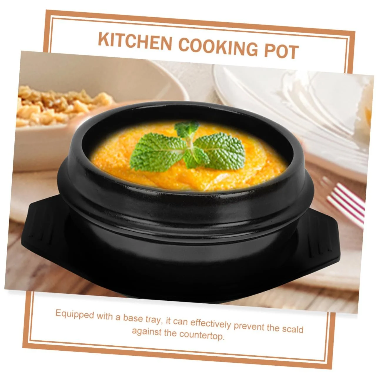 Кастрюля керамическая с подставкой Керамическая Круглая Черная, фото №5