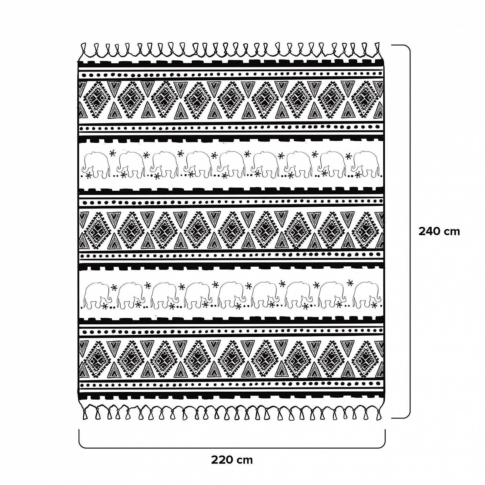 Покрывало Milam London Boho, Богемные Покрывала для кроватей King Size, Двусторонние Богемные Покрывала, Покрывало на диван, Большое покрывало для 3-местных кроватей и кроватей King Size, 220 x 240 см, Синий, фото №4