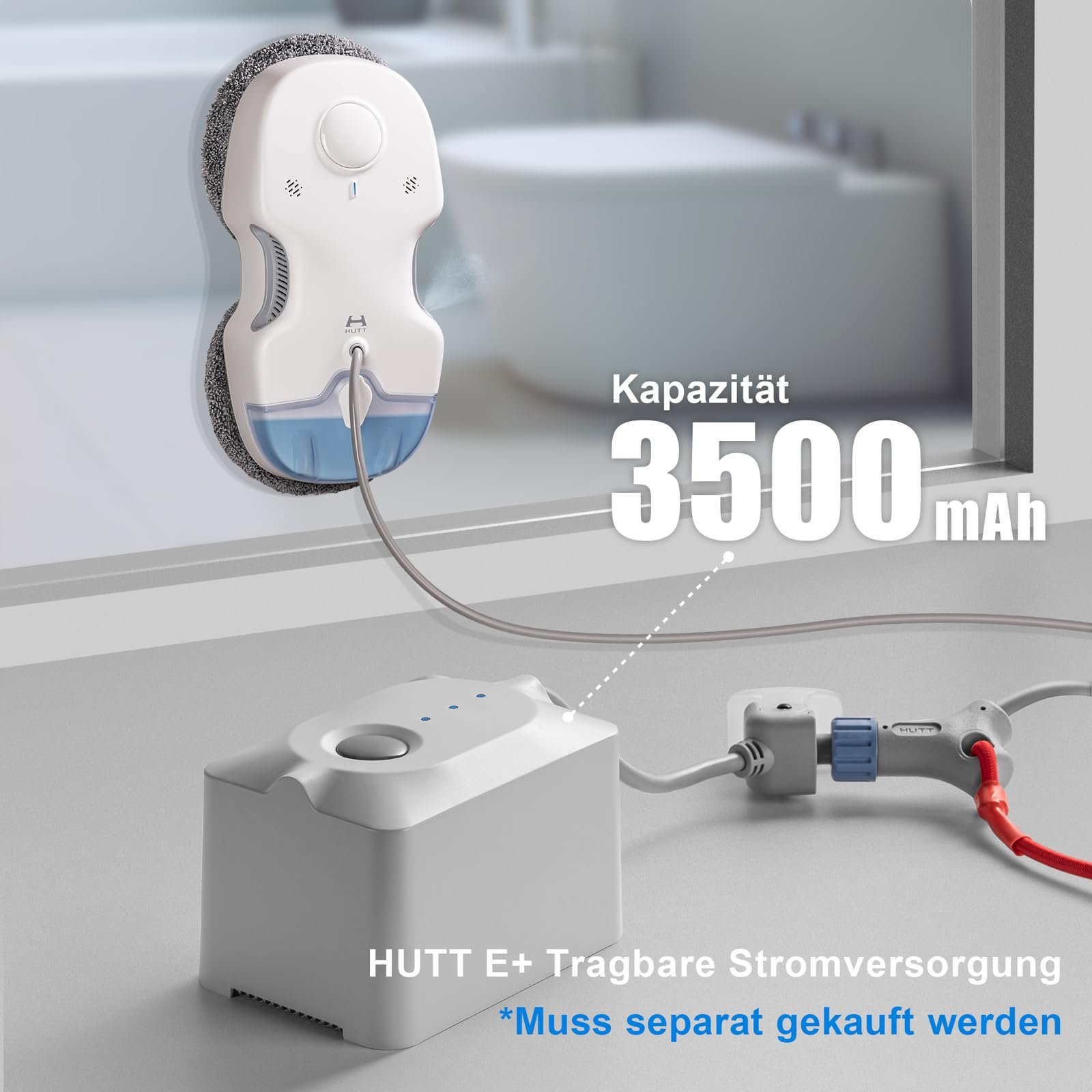 Робот для мойки окон HUTT C65 с функцией распыления, с дистанционным управлением, резервуар 80 мл, автоматический, для внутренних и наружных окон, фото №9
