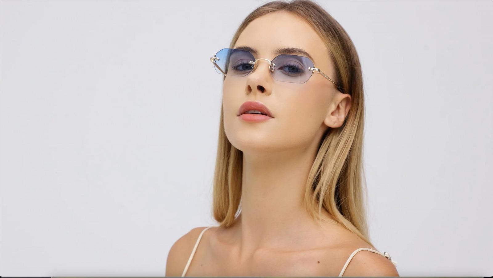 Прямокутні сонцезахисні окуляри QVKUUT Безрамкові Модні ретро, фото №7