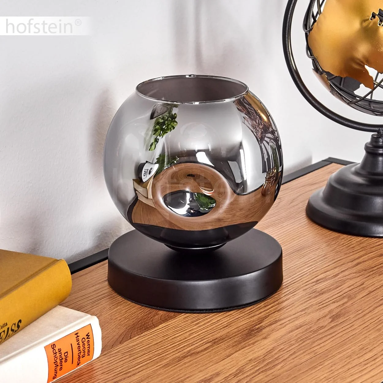 Настільна лампа Ripoll Метал/Скло 15 см E27 Чорний/Димчастий, фото №3