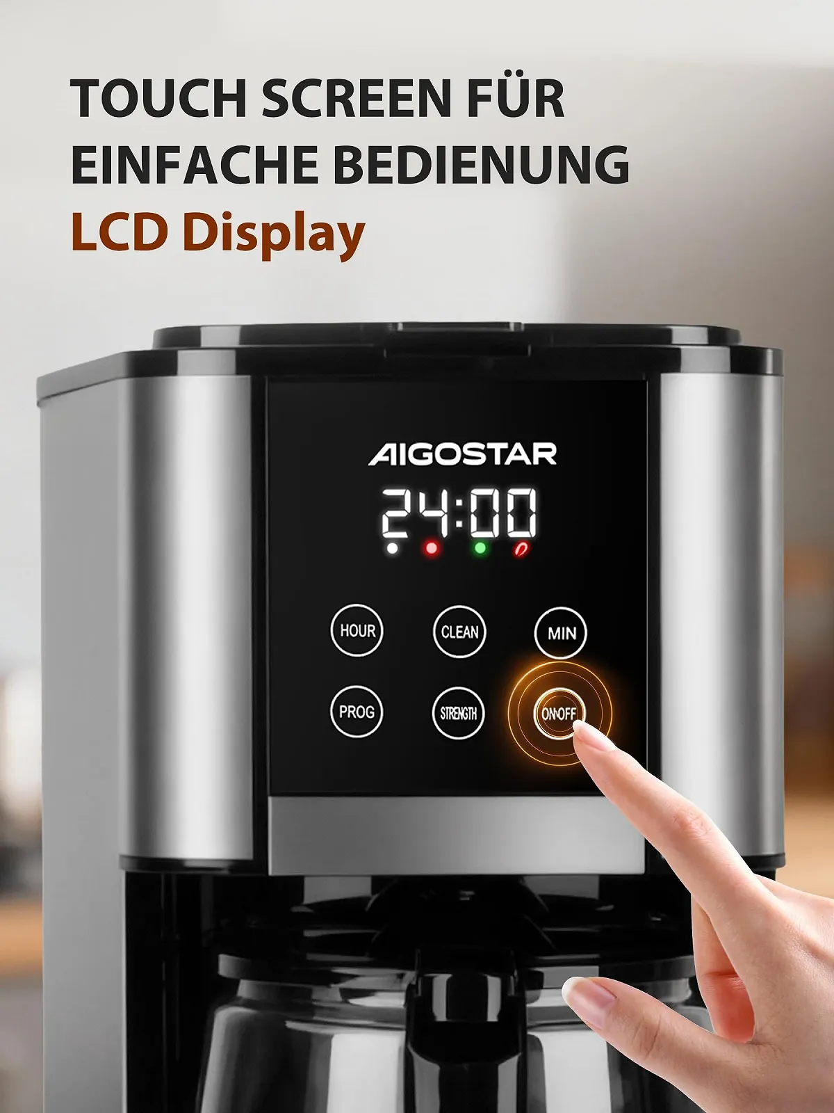 Капельная кофеварка Aigostar Cora 1.5 л 1000 Вт LCD Черная, фото №2