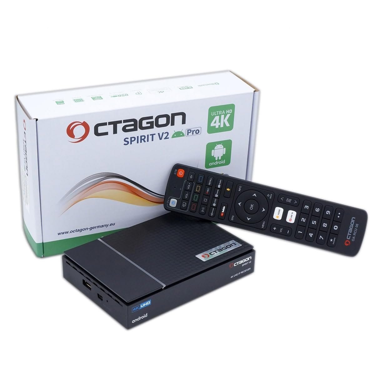 Android TV медиаплеерOctagon Spirit PRO 4K UHD, Dual Band WiFi WiFi, Bluetooth пульт дистанционного управления, голосовое управление, HDR10+, HLG, 2 ГБ RAM и 32 ГБ Flash, TV IP ресивер, Bluetooth 5.1, фото №6