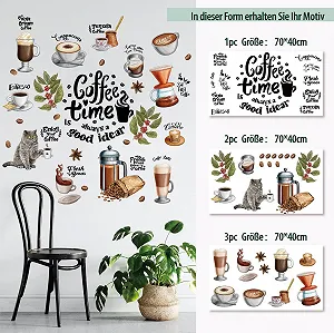 Набор наклеек на стену Coffee Time Кухня Кофе Кот Чашка Зерна 36 шт synthetic.ua - Фото 1