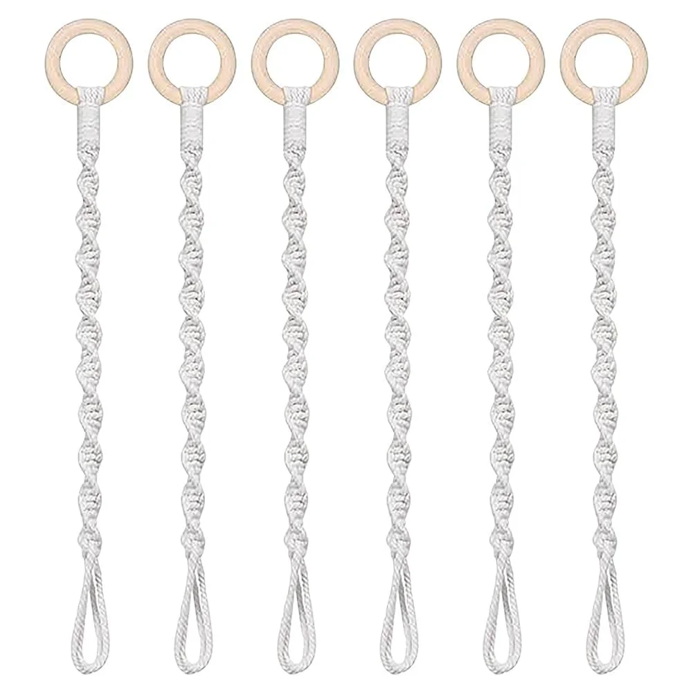 Удлинители для подвесов для растений 6 штук макраме плетеные ручной работы с деревянным кольцом, фото №1